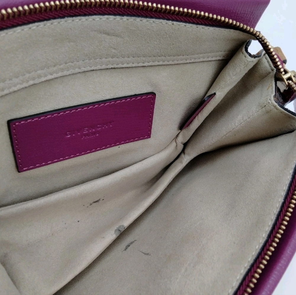 Givenchy Goatskin Suede Cross 3 Crossbody Bag Purple Chestnut - Picture 8 of 9